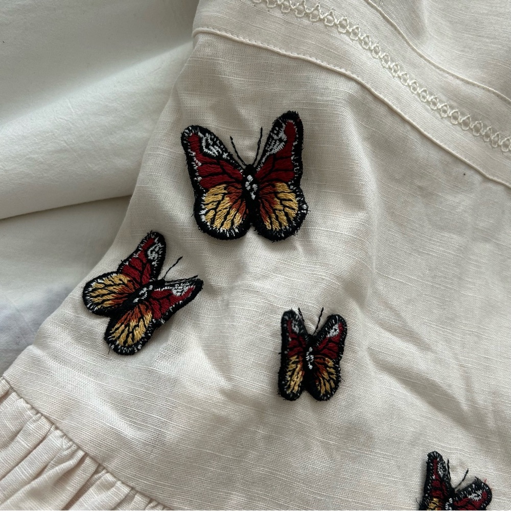 Agua by Agua Bendita Lima Monarca Crema Linen Maxi butterfly Dress, small - Picture 12 of 12